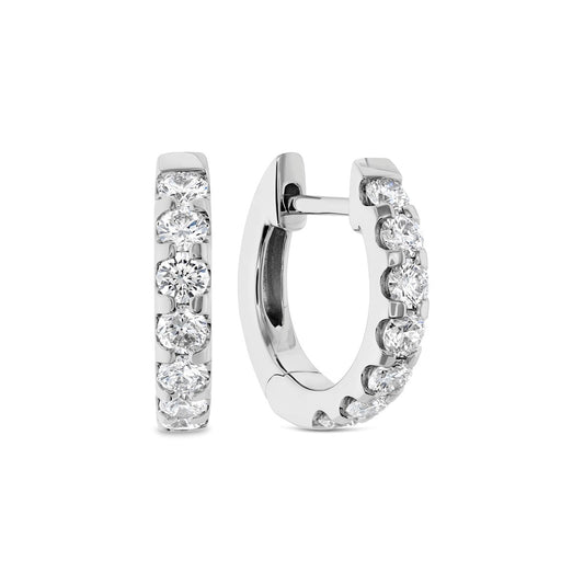 Memoire 18K White Gold 1/2 Carat Diamond Huggies