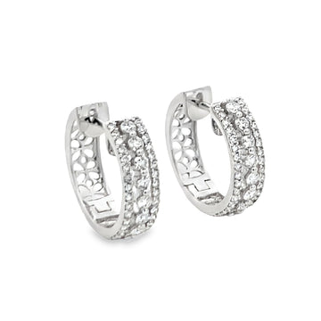 18K White Gold Diamond Hoop Earrings