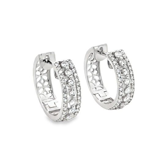 18K White Gold Diamond Hoop Earrings