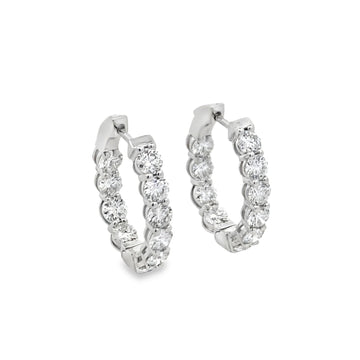 18K White Gold Diamond Hoop Earrings