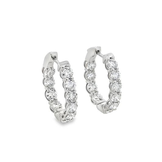 18K White Gold Diamond Hoop Earrings
