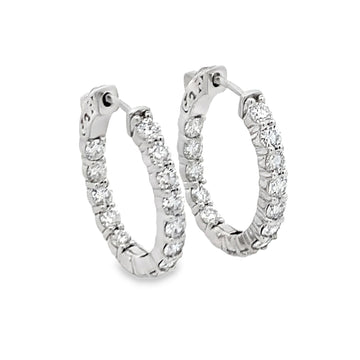 18K White Gold Diamond Hoop Earrings