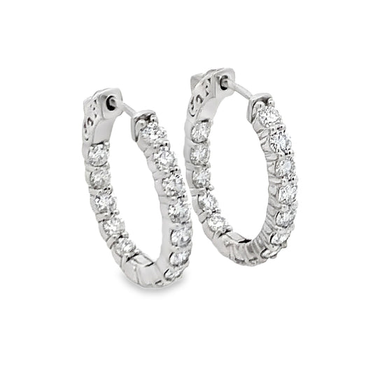 18K White Gold Diamond Hoop Earrings