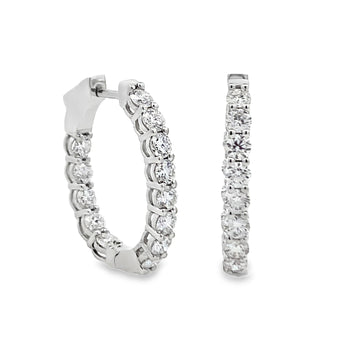 18K White Gold Diamond Hoop Earrings