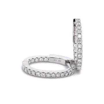 18K White Gold Diamond Hoop Earrings