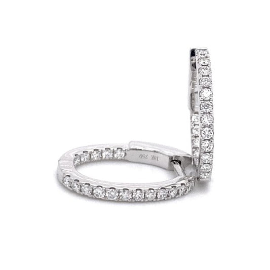 18K White Gold Diamond Hoop Earrings