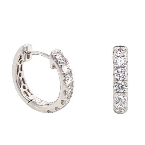 18K White Gold Diamond Hoop Earrings