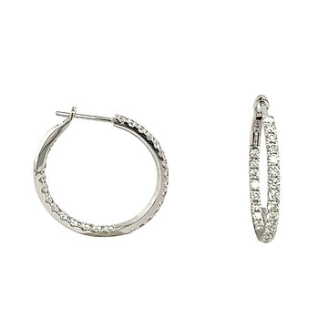 18K White Gold Diamond Hoop Earrings