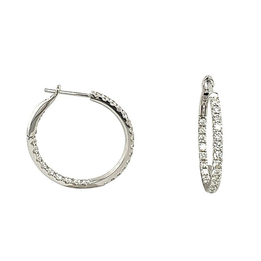18K White Gold Diamond Hoop Earrings
