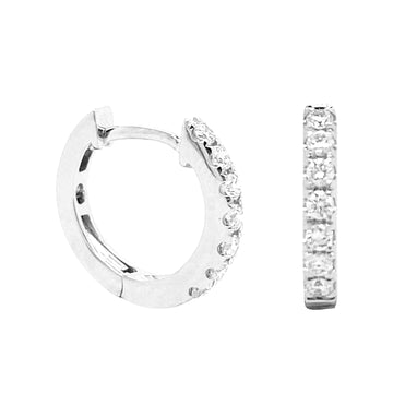 18K White Gold Diamond Hoop Earrings