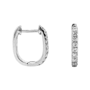 18K White Gold Diamond Hoop Earrings