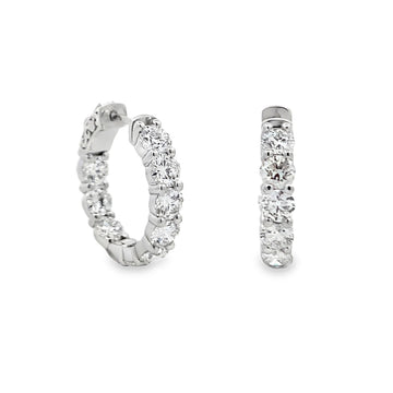 18K White Gold Diamond Hoop Earrings