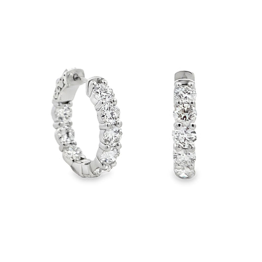 18K White Gold Diamond Hoop Earrings