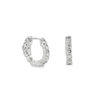 18K White Gold Diamond Hoop Earrings