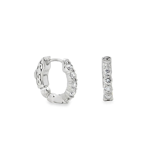 18K White Gold Diamond Hoop Earrings