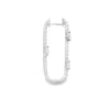 18K White Gold Elongated Oval Diamond Hoop Earrings
