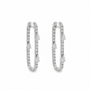 18K White Gold Elongated Oval Diamond Hoop Earrings