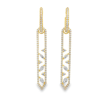 18K Yellow Gold Diamond Dangling Earrings