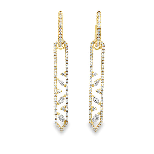 18K Yellow Gold Diamond Dangling Earrings