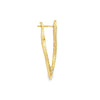 18K Yellow Gold Elongated Leaf-Shaped Diamond Hoop Earrings