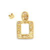 18K Yellow Gold Burnished Diamond Geometric Dangling Earrings