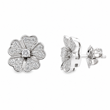Leo Pizzo 18K White Gold Diamond Flower Earrings