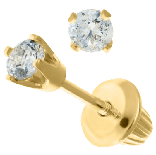 Children's Jewelry 14K Yellow Gold Diamond Stud Earrings