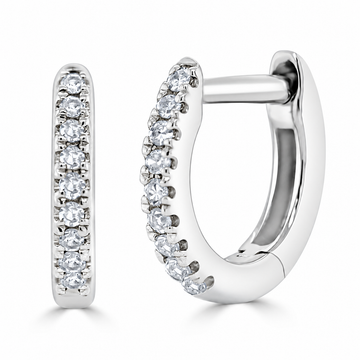 14K White Gold 7mm Diamond Huggie Earrings