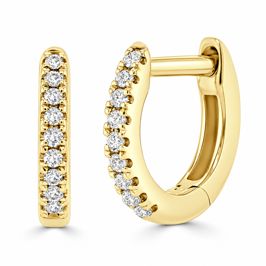 14K Yellow Gold 7mm Diamond Huggies