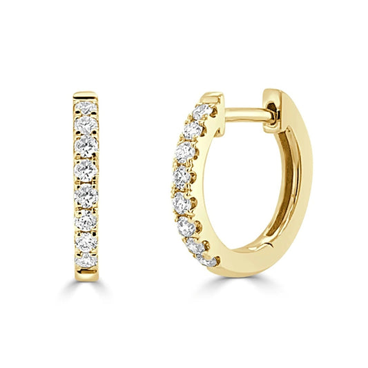 14K Yellow Gold 13mm Diamond Huggies