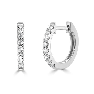14K White Gold 13mm Diamond Huggies