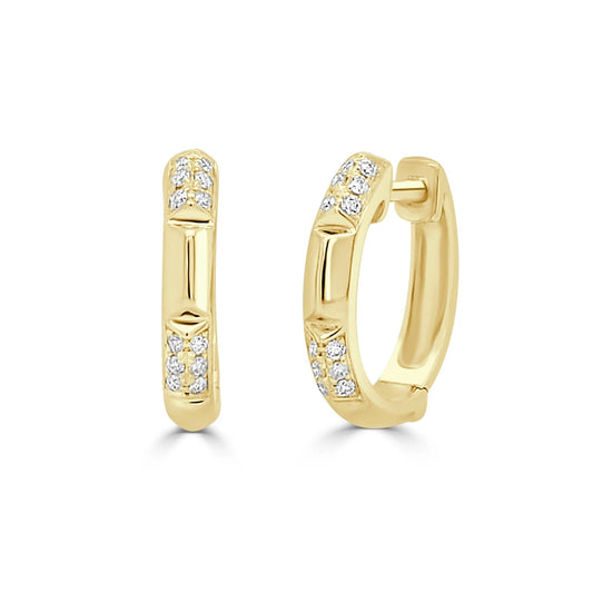 14K Yellow Gold Diamond Huggies