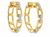 Allison Kaufman 14K Yellow and White Gold Alternating Diamond Bar and Chain Link Hoops