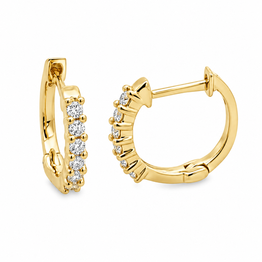 14K Yellow Gold Diamond Huggies