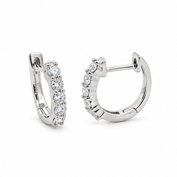 14K White Gold Diamond Huggies