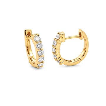 14K Yellow Gold Diamond Huggies