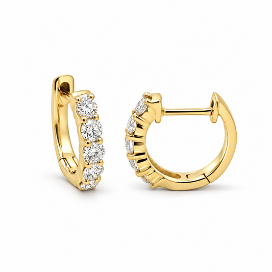 14K Yellow Gold Diamond Huggies