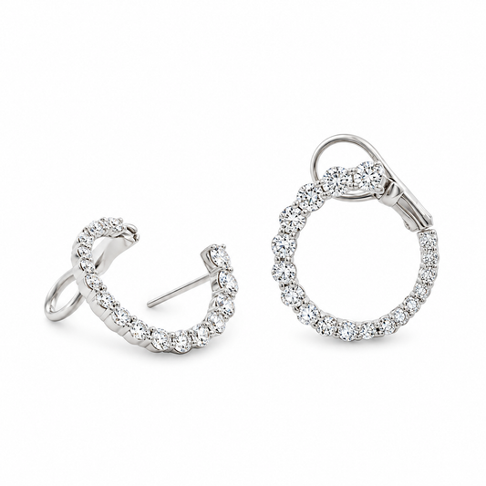 14K White Gold Circular Graduating Diamond Earrings