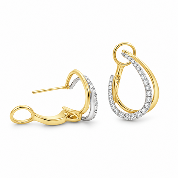 14K Two-Tone Graduating Diamond Earrings with Lever Closure