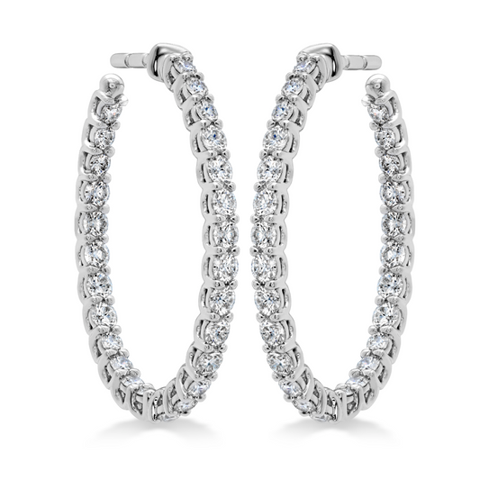Hearts on Fire 18K White Gold Oval Diamond Hoops