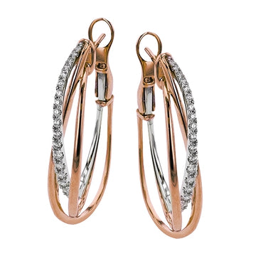 Simon G. 18K Rose & White Gold Diamond Twist Hoops