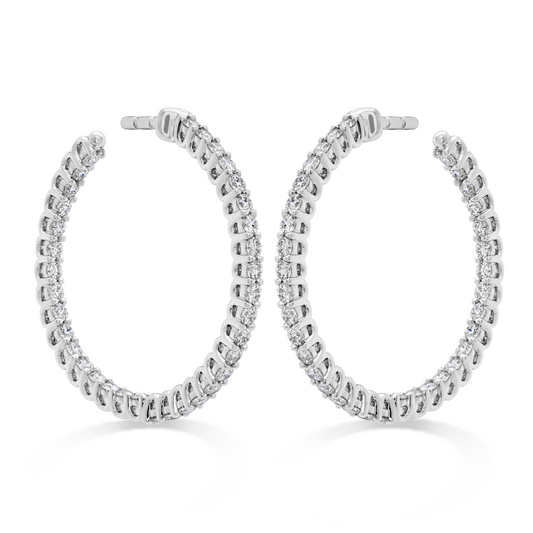 Hearts on Fire 18K White Gold Inside Outside Diamond Hoops