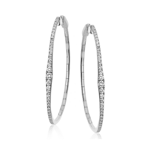Simon G 18K White Gold Diamond Hoops