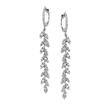 Simon G. 18K White Gold Diamond Leaves Earrings