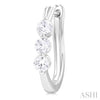14K White Gold 3/4-Carat 3-Stone Diamond Hoops