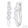 14K White Gold 3/4-Carat 3-Stone Diamond Hoops
