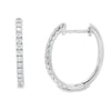 14K White Gold Medium Oblong Diamond Huggies