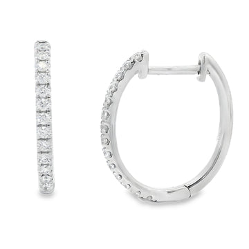 14K White Gold Medium Oblong Diamond Huggies
