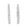 14K White Gold Medium Oblong Diamond Huggies