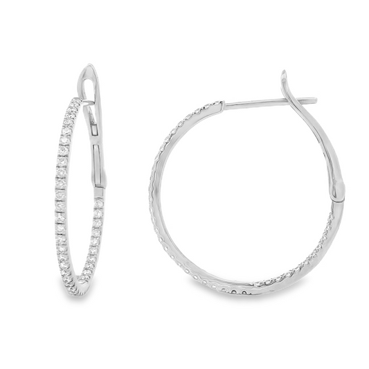 14K Yellow Gold Medium Diamond Hoops